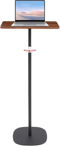 tonchean Portable Height Adjustable Laptop Floor Stand (18-47") | Mobile Small Standing Desk for Home/Office/Classroom | Bedside Sofa Workstation with Wooden Top & Easy Assembly, Black