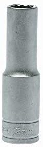 Teng Tools 12mm 1/2 Inch Drive 12 Point Deep Metric Socket - M120612-C, Silver