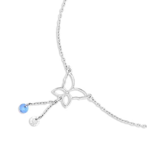 Image of ZAVYA 925 Sterling Silver Anklet | Rhodium Plated Precious Cubic Zirconia Women Chain Anklet | Gifts For Women & Girls | With Certificate of Authenticity and 925 Hallmark