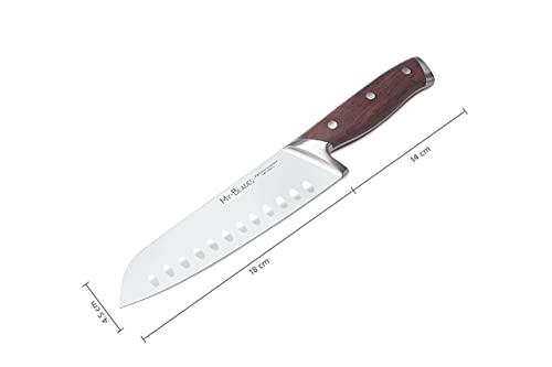 My-Blades® Het professionele santoku mes met houten handvat en extra scherp lemmet van Duits staal (18 cm) – keukenmes… - Image 5