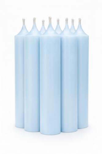 mucHome Stabkerzen 8er Set – Made in Germany – Ø 2,2 x 11 cm – durchgefärbte Premium Tafelkerzen mit ca. 4 Std. Brenndauer (Pastellblau)