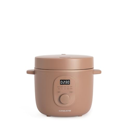 CREATE/RICE COOKER STUDIO/Arrocera eléctrica multifunción 2L moca/Programable hasta 24h, prepara tartas, guisos o sopas, función de mantener el calor, 400W