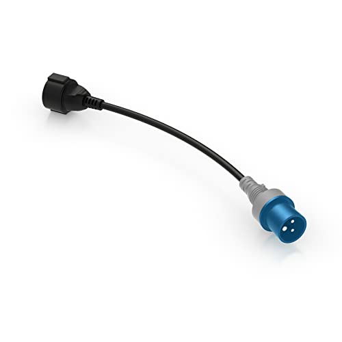 VOLTMOVE Cable de carga eléctrico para coche adaptador de camping CEE 7 7 Schuko (UE) a CEE 16A 1P (enchufe de campamento azul) carga fácil segura y rápida durante el camping longitud del cable 20 cm