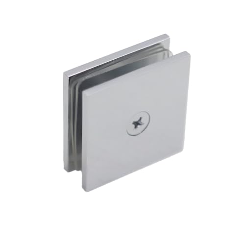WheatThrive Abrazadera de vidrio de latón, abrazadera de cristal de ducha, herrajes para puerta de pantalla, para vidrio templado de 8 a 12 mm, panel fijo con abrazadera en U, diseño cuadrado, baño