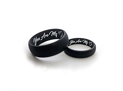 AERA CUSTOMIZED His & Hers Silicone Wedding Band Set - Engrave Any Text, Symbol, Image - Ships Next Day2