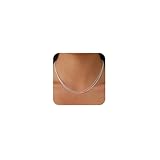 VIROMY Collares de Plata para Mujer Collar Gargantilla Minimalista Chapado en Plata de 14 Quilates Collar Gargantilla Apilable Sencillo para Mujer