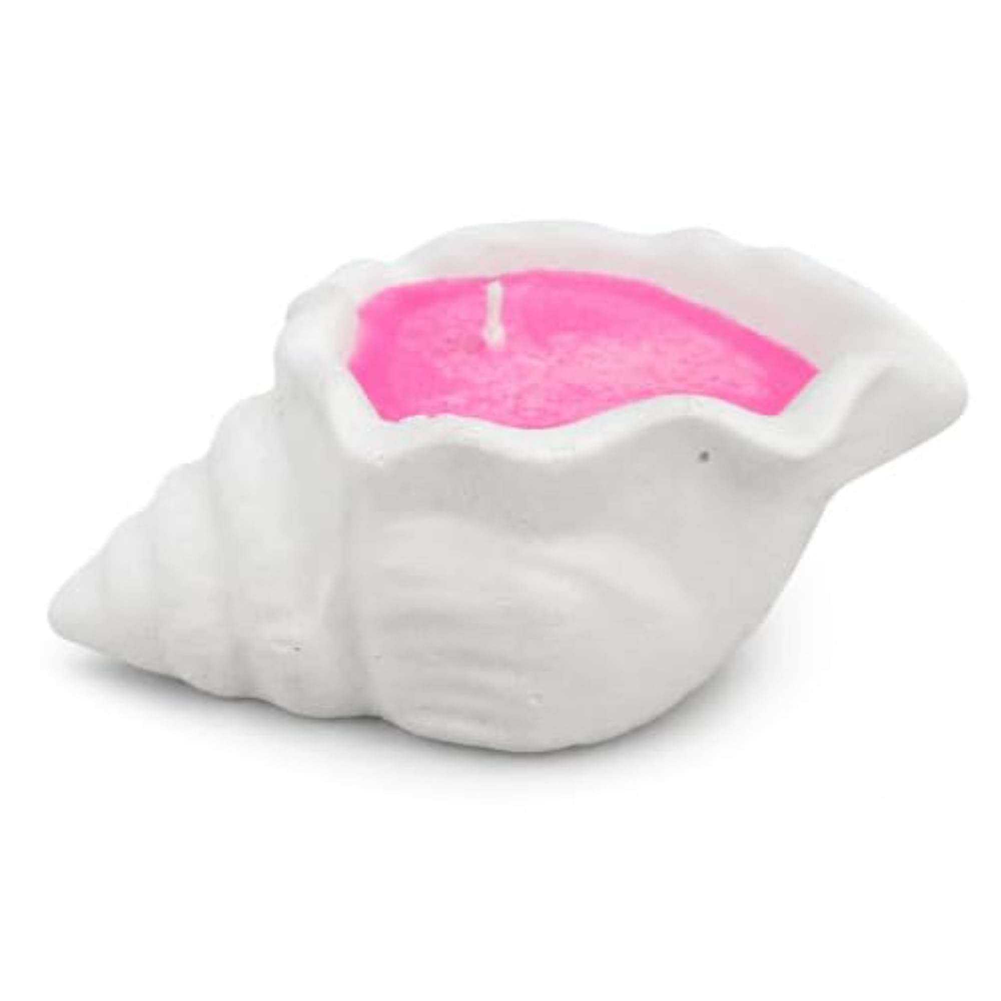Conch Shell Decorative Candle with Pink Wax, Sculptural Seashell Design