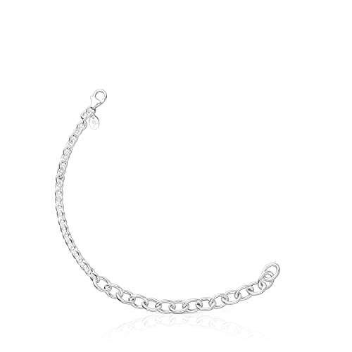 TOUS Pulsera de Plata de Primera Ley para Mujer con Motivo de Anillas, 18 cm de Largo, Clásica y Versátil, Colección Calin