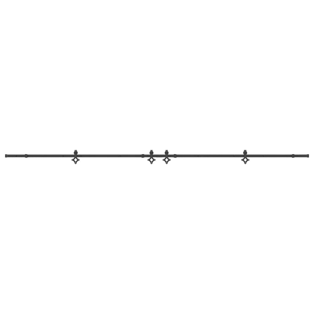 Juego de herrajes para puerta corredera de acero con recubrimiento en polvo de 427 cm de longitud con tope y ruedas para puertas de granero, soporta hasta 100 kg, adecuado para puerta de casa