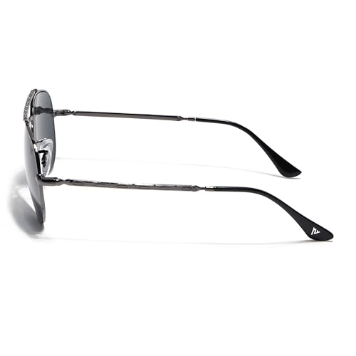 Image of Voyage Aviator Polarized Sunglasses for Men & Women (Black Lens | Grey Frame - MG7619)
