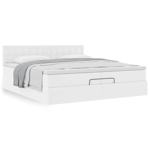 Fasba Ottoman-Bett mit Matratzen Weiß 200x200 cm Kunstleder, Polsterbett Doppelbett Stilvolles Funktionsbett mit hydraulischem Stauraum3311324 – Bild 5