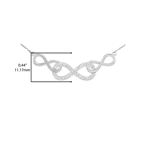 14K White Gold 1/10 Cttw Diamond Triple Interwoven Infinity Symbol Rolo Chain Necklace (J-K Color, I1-I2 Clarity) - Choice of Chain Length3