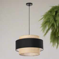 Image of AKWAY Disha Jute Hanging Lamp | Boho Ceiling Lamp for Bedroom, Living Room | Natural Jute Pendant Light | Perfect for Living Room, Dining Room or Office Lighting 12 inch Dia x 10 inch H