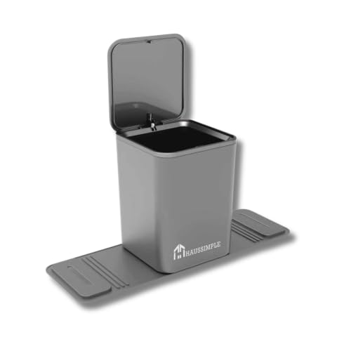Image of Car Trash Can for Vehicles Leakproof Compact Garbage Bin w /Stability Flap, Anti-Slip Base, Portable Trash Holder for Cars, Trucks, SUVs, Minivans (Gray with Lid, Medium)