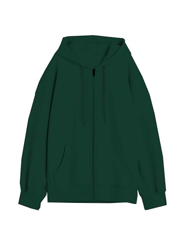 Image of DROBE Relaxed Fit Plain Cotton Blend Full Sleeves Hodded Zipper Jacket for Women