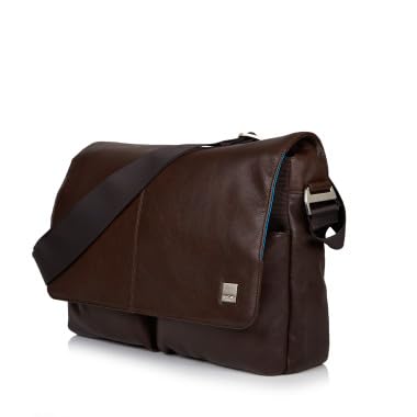 KNOMO Kobe Leather 16 inch Laptop Messenger Bag, Professional Leather Shoulder Bag for Men and Women, fits up to 16 inch Laptops, Brown