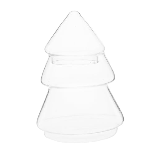 Mikinona Tarro de Vidrio Transparente con Tapa Diseño Árbol de Navidad para y Frasco Decorativo Rellenable para Dulces Festivos Almacenamiento Elegante para Navideña