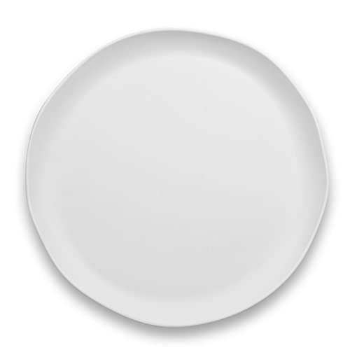 Abode Homewares Matte Craft Coupe Round Platter, 14 X 1”, Pure Melamine, Indoor/Outdoor, White
