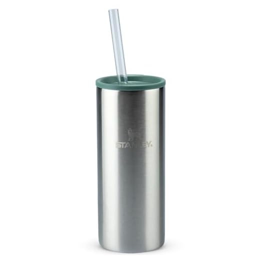 Stanley - Can Cooler Slim com tampa e canudo, copo térmico de 296 ml para manter as bebidas em lata geladas, Stainless Steel
