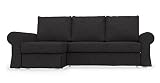 COMFORTLY Funda de repuesto para sofá cama, hecha a mano, compatible con sofá esquinero Backabro (corona, negro)