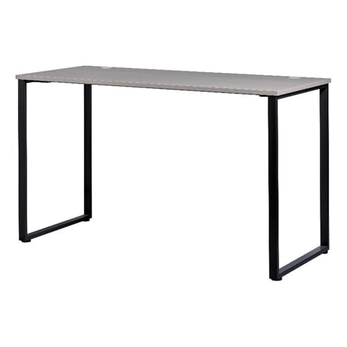 BOWERY HILL Standing Metal Desk, Black Open Frame, Gray Laminated Worktop, Pre-Installed Grommets for Cord Management, Executive Office Desk for Commercial or Home Office Use