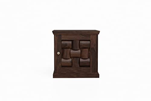 Image of WOODLAB Solid Sheesham Wood Bedside End Table with 2 Drawer Storage for Bedroom Wooden Nightstand Table Home Office (Niwar Walnut Finish)