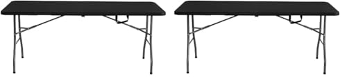 KG KITGARDEN Mesa Plegable Portátil Multifuncional, 180x74x74cm, Negro (Paquete de 2)