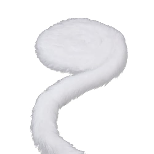 Ruban en fausse fourrure blanche de 5,5 m pour sapin de Noël, garnitures pelucheuses pour capuche, couture, guirlande, décoration d'intérieur, décoration de chambre (3 cm de large)