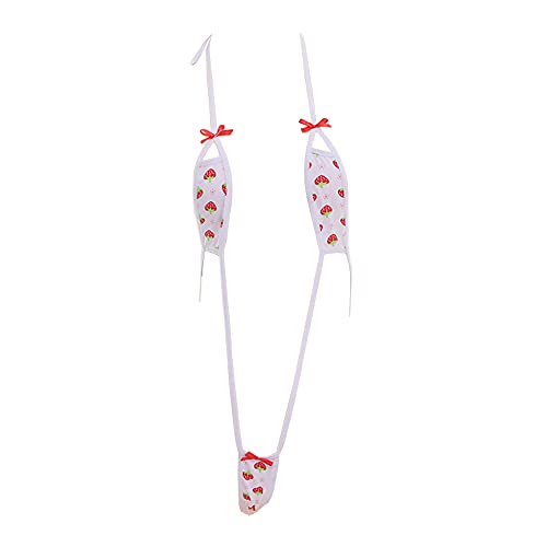 SINGUYUN Lingerie sexy en forme de fraise avec micro bikini et string, 352 blanc et rouge, taille unique Cover
