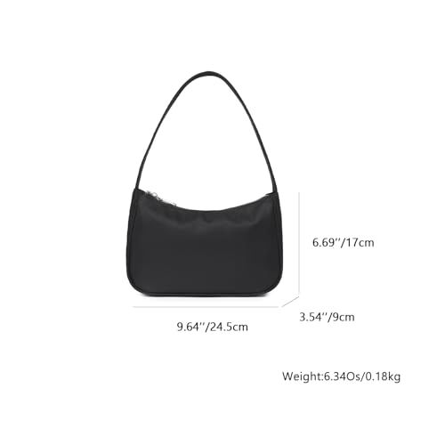Women's Shoulder Bag Purse Simple One-Shoulder Underarm Bag Lightweight and Practical (Nylon/Black)2