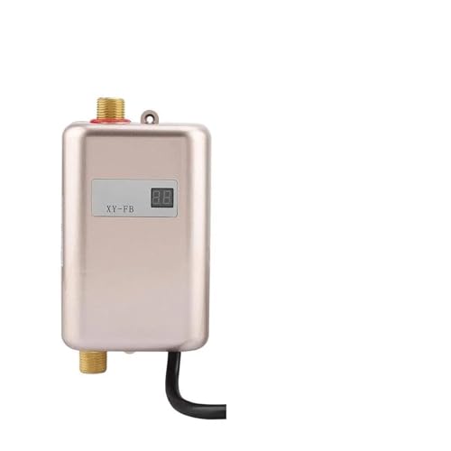 JOXLOVER Calentador de Agua eléctrico, Calentador De Agua Eléctrico De 3000W, Mini De Calentador De Agua Caliente Instantáneo Sin Tanque For Baño, Cocina Y Hogar para Cocina y baño(Golden)