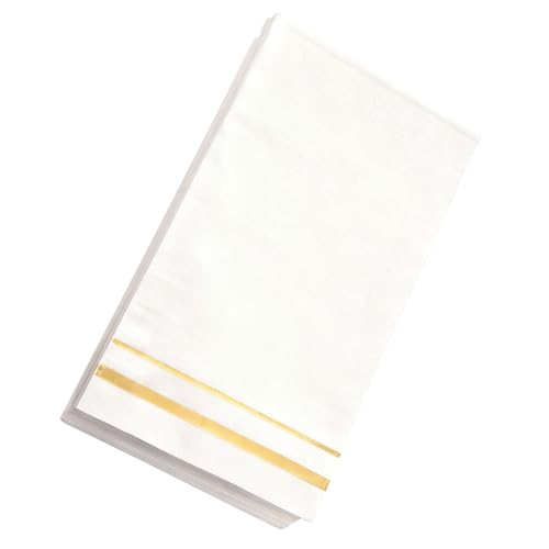 SECFOU Servilletas de Papel Color Blanco Ribete Dorado para Banquetes y Propuestas, Desechables y Fáciles de Montar, Paquete de 100 Unidades Elegantes y Suaves