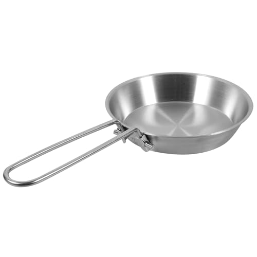 POPETPOP Portable Frying Pan with Folding Handle - Stainless Steel Nonstick Mini Skillet for Kitchen and Outdoor Cooking