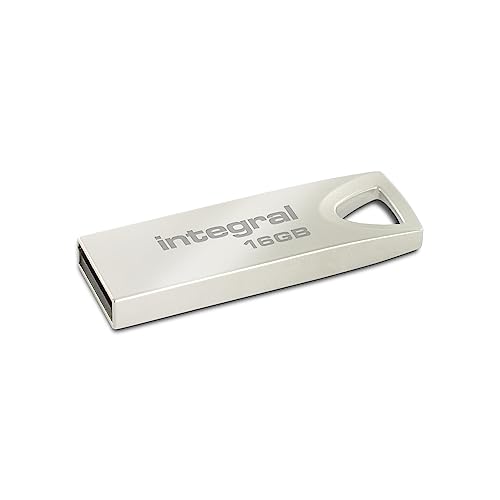 Image of Integral 16GB USB Memory 2.0 Flash Drive Arc with metal casing for keyring, a stylish and elegant solution to transfer and back-up your files