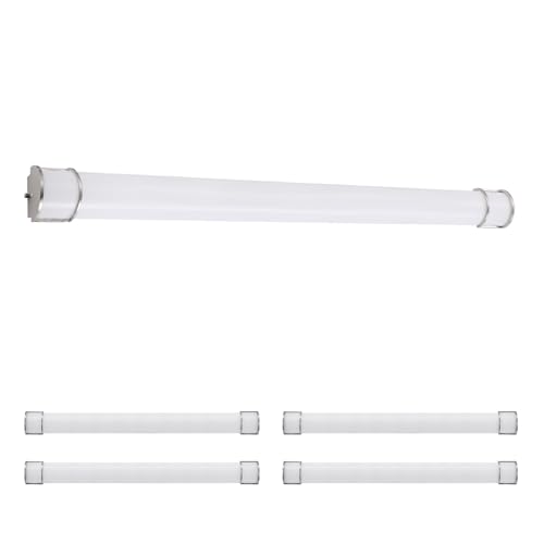 Image of ASD LED 48 inch Vanity Flush Mount Light Fixture, Linear Bathroom Lighting Bar | 3CCT, Dimmable, Energy Star, ETL Listed | 35W 3200LM 3000-5000K 120V | Long Bath Wall Sconce Over Mirror | Nickel, 4 Pack