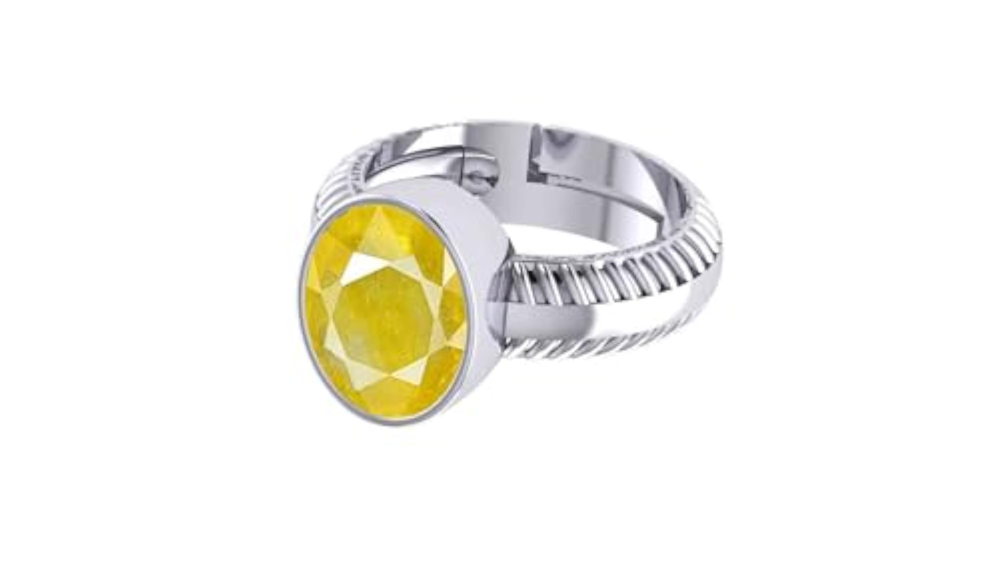 Unheated Yellow Sapphire Silver Plated Adjustable Ring, 11.25 Ratti