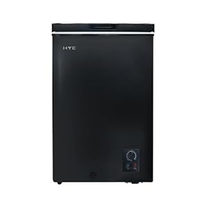 HYE Chest Freezer - 96L Freezer, Quiet 42 dB Operation, Mechanical Temperature Control, Freestanding Design, Black, Suitable For Garages & Outbuildings - RF01CF96B24