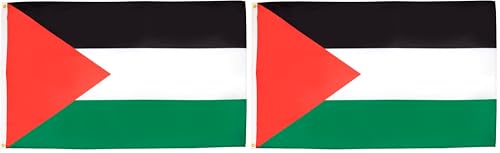 Image of AZ FLAG - Palestine Flag - 2x3 Ft - 100D Polyester Palestinian Banner with Two Metal Grommets - Fade Resistant - Vivid Colors - 2' x 3' Feet - 90x60 Cm (Pack of 2)