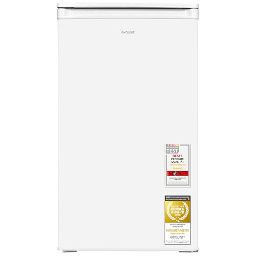 Exquisit Kühlschrank mit Gefrierfach | 81 l Nutzinhalt, Energieklasse E, 40 dB(A) | kompakte Bauform, 3-Sterne-Gefrierfach, manuelle Temperaturregelung, wechselbarer Türanschlag | KS5117-3-040E weiss