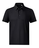 Lion Nardo Mens Polo Shirts Short Sleeve Stretch Golf Polo Shirts Dry Fit Polo T Shirts for Men Golf Shirts Tennis Polo Black, Large