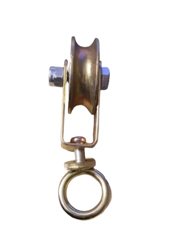 Image of SP Electron Golden Solid Metal Roller Pulley with Round Hook for Lifting Rope, Gym, Exercise, Pull up bar, Climbing, Hanging,etc. (Pack of 1)