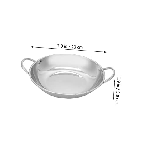 Wok pequeño de acero inoxidable con doble asa miniatura 2