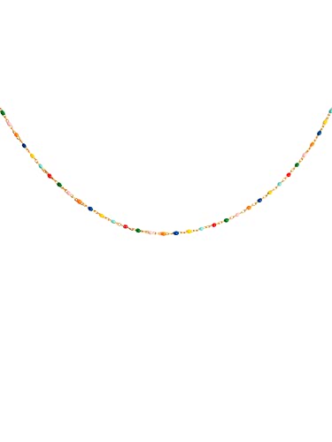 SINGULARU - Collier Dots Colors Enamel. Chaîne avec Perles Colorées. Argent Sterling 925 avec Finition Plaqué Or 18Kt. Longueur 35 cm + Extension 5 cm....