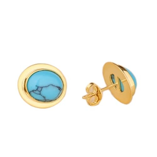 Boucles d'oreilles turquoise femme en argent doré pour un style minimaliste