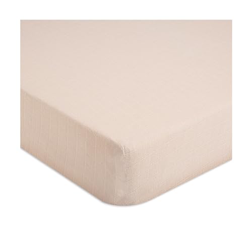 Image of Crane Baby Fitted Sheet, Soft Cotton Fitted Sheet for Cribs and Nurseries, Desert Rose, 28”w x 52”h x 9”d