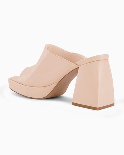 Image of Coutgo Womens Chunky Platform Sandals Slip On Square Toe High Heel Sexy Mules