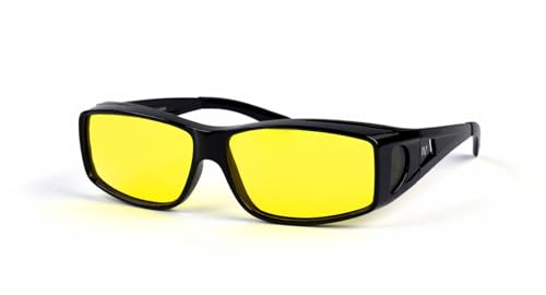 Night Vision Driving Glasses – Polarized Yellow Lenses, Anti-Glare, Fit Over Prescription Glasses – Clearer, Safer Night Driving for Men & Women