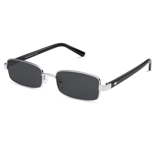 Image of VANLINKER Retro Rectangle Polarized Sunglasses for Women Men Small 90s Vintage Trendy Slim Narrow Rectangular Frame VL9684