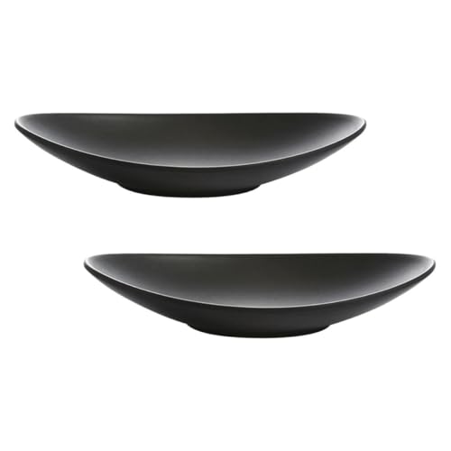 Platos Melamina Negro Ovalados Profundos 2 Pzas