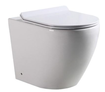 LANERI WC A TERRA Bent Rim – Vaso Rimless - Senza Brida - FILO PARETE Design Tondo – Coprivaso Soft-Close (Bianco Lucido)